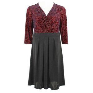 Serengeti Sz L Black Red Flocked Faux Wrap Top Nylon Spandex Poly Dress